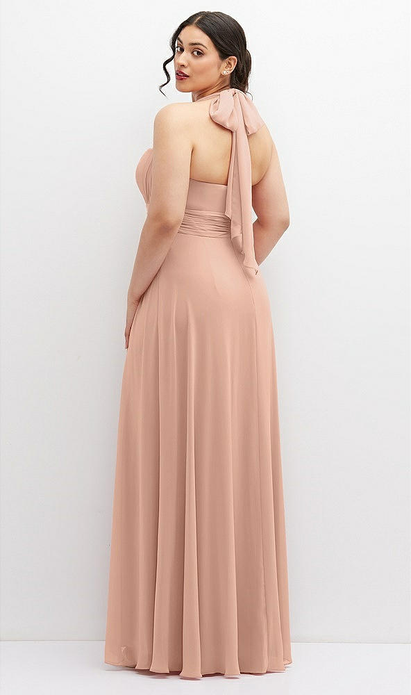 Back View - Pale Peach Chiffon Convertible Maxi Dress with Multi-Way Tie Straps