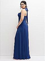 Side View Thumbnail - Classic Blue Chiffon Convertible Maxi Dress with Multi-Way Tie Straps