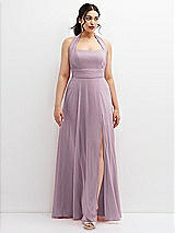 Front View Thumbnail - Suede Rose Chiffon Convertible Maxi Dress with Multi-Way Tie Straps