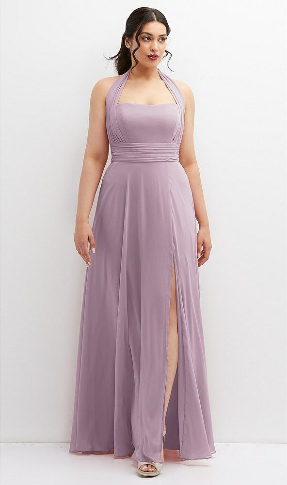 Front View - Suede Rose Chiffon Convertible Maxi Dress with Multi-Way Tie Straps