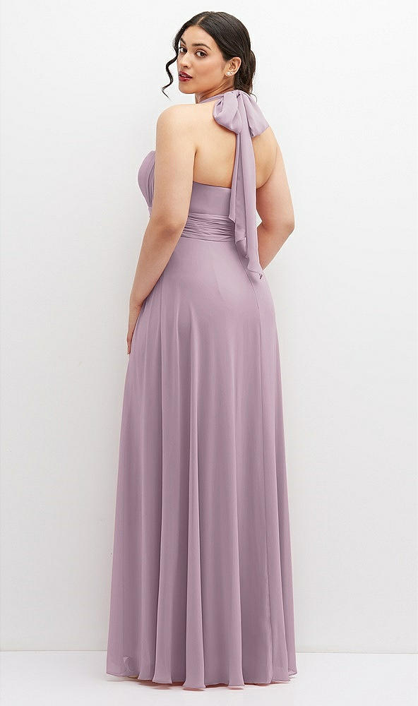 Back View - Suede Rose Chiffon Convertible Maxi Dress with Multi-Way Tie Straps