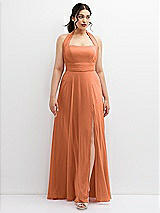 Front View Thumbnail - Sweet Melon Chiffon Convertible Maxi Dress with Multi-Way Tie Straps