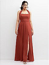 Front View Thumbnail - Amber Sunset Chiffon Convertible Maxi Dress with Multi-Way Tie Straps
