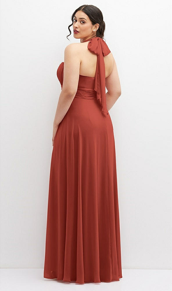 Back View - Amber Sunset Chiffon Convertible Maxi Dress with Multi-Way Tie Straps