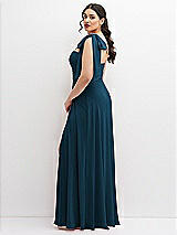 Alt View 2 Thumbnail - Atlantic Blue Chiffon Convertible Maxi Dress with Multi-Way Tie Straps