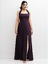 Front View Thumbnail - Aubergine Chiffon Convertible Maxi Dress with Multi-Way Tie Straps