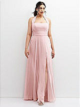 Front View Thumbnail - Ballet Pink Chiffon Convertible Maxi Dress with Multi-Way Tie Straps