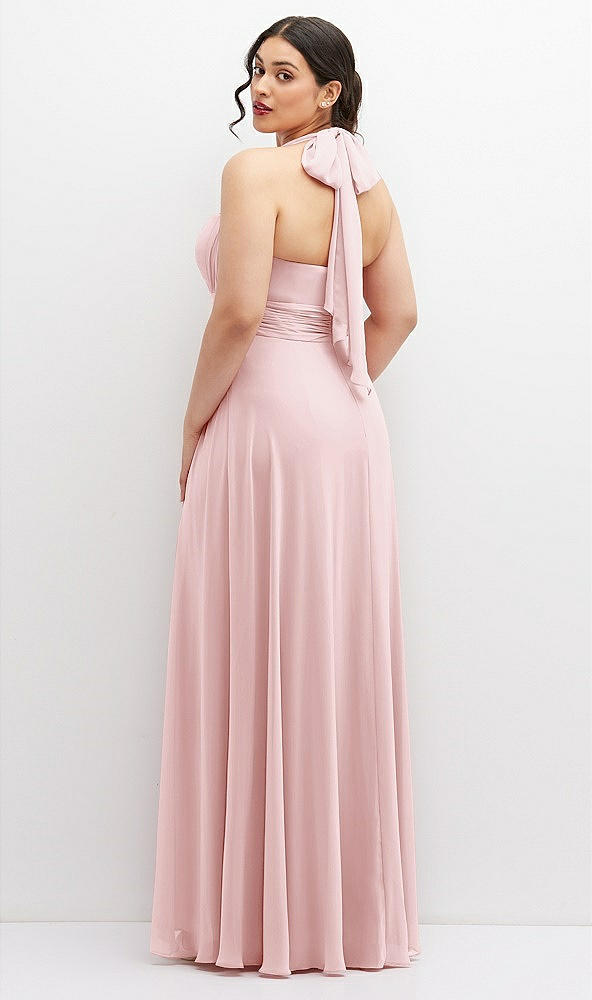 Back View - Ballet Pink Chiffon Convertible Maxi Dress with Multi-Way Tie Straps