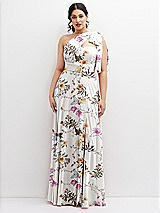 Alt View 1 Thumbnail - Butterfly Botanica Ivory Chiffon Convertible Maxi Dress with Multi-Way Tie Straps