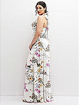 Side View Thumbnail - Butterfly Botanica Ivory Chiffon Convertible Maxi Dress with Multi-Way Tie Straps