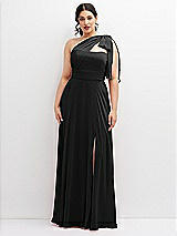 Alt View 1 Thumbnail - Black Chiffon Convertible Maxi Dress with Multi-Way Tie Straps