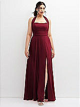 Front View Thumbnail - Burgundy Chiffon Convertible Maxi Dress with Multi-Way Tie Straps