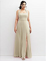 Front View Thumbnail - Champagne Chiffon Convertible Maxi Dress with Multi-Way Tie Straps
