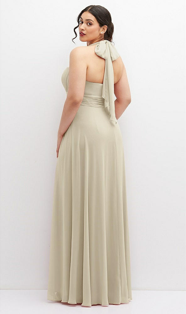 Back View - Champagne Chiffon Convertible Maxi Dress with Multi-Way Tie Straps