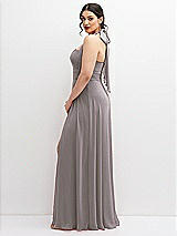 Side View Thumbnail - Cashmere Gray Chiffon Convertible Maxi Dress with Multi-Way Tie Straps