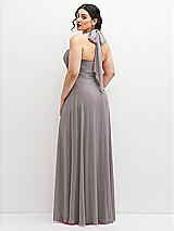 Rear View Thumbnail - Cashmere Gray Chiffon Convertible Maxi Dress with Multi-Way Tie Straps