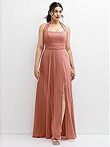 Front View Thumbnail - Desert Rose Chiffon Convertible Maxi Dress with Multi-Way Tie Straps