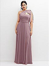 Alt View 1 Thumbnail - Dusty Rose Chiffon Convertible Maxi Dress with Multi-Way Tie Straps