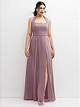 Front View Thumbnail - Dusty Rose Chiffon Convertible Maxi Dress with Multi-Way Tie Straps