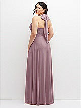 Rear View Thumbnail - Dusty Rose Chiffon Convertible Maxi Dress with Multi-Way Tie Straps