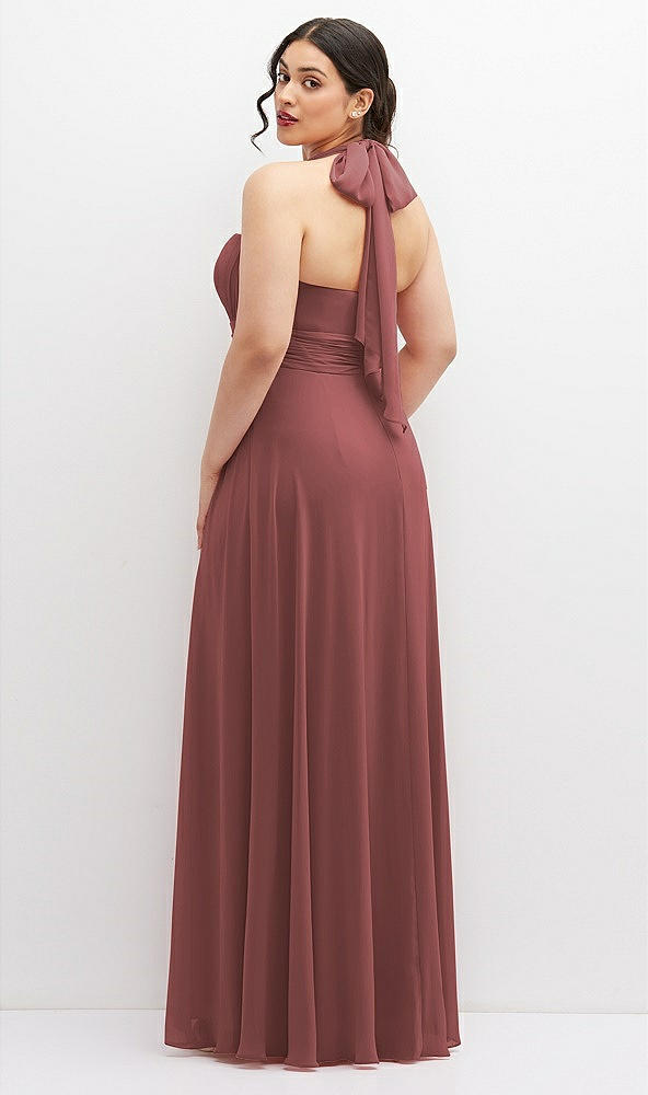 Back View - English Rose Chiffon Convertible Maxi Dress with Multi-Way Tie Straps