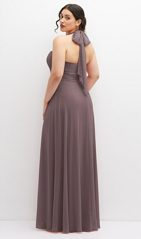 Back View - French Truffle Chiffon Convertible Maxi Dress with Multi-Way Tie Straps