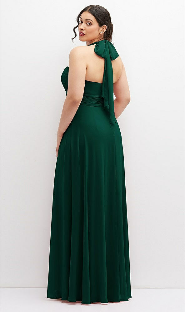 Back View - Hunter Green Chiffon Convertible Maxi Dress with Multi-Way Tie Straps