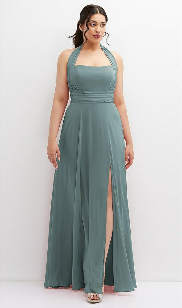 Front View - Icelandic Chiffon Convertible Maxi Dress with Multi-Way Tie Straps