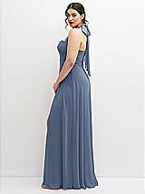 Side View Thumbnail - Larkspur Blue Chiffon Convertible Maxi Dress with Multi-Way Tie Straps