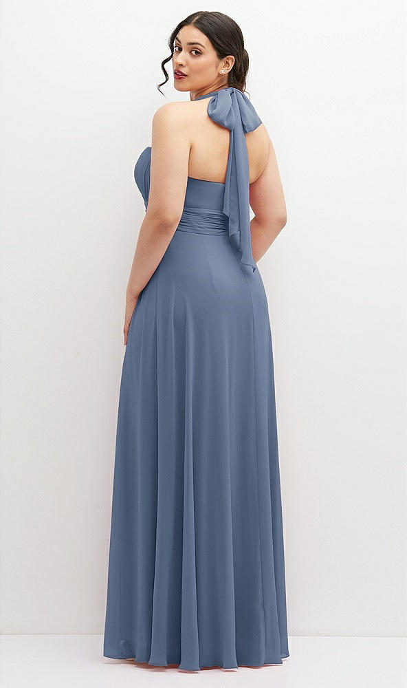 Back View - Larkspur Blue Chiffon Convertible Maxi Dress with Multi-Way Tie Straps