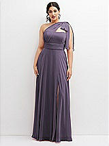 Alt View 1 Thumbnail - Lavender Chiffon Convertible Maxi Dress with Multi-Way Tie Straps