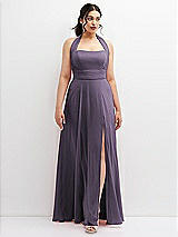 Front View Thumbnail - Lavender Chiffon Convertible Maxi Dress with Multi-Way Tie Straps