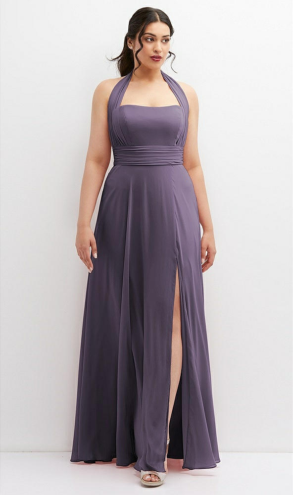 Front View - Lavender Chiffon Convertible Maxi Dress with Multi-Way Tie Straps