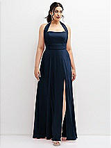 Front View Thumbnail - Midnight Navy Chiffon Convertible Maxi Dress with Multi-Way Tie Straps