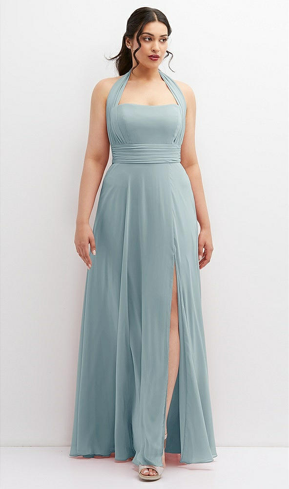 Front View - Morning Sky Chiffon Convertible Maxi Dress with Multi-Way Tie Straps
