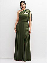 Alt View 1 Thumbnail - Olive Green Chiffon Convertible Maxi Dress with Multi-Way Tie Straps