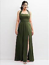Front View Thumbnail - Olive Green Chiffon Convertible Maxi Dress with Multi-Way Tie Straps
