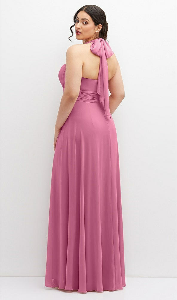 Back View - Orchid Pink Chiffon Convertible Maxi Dress with Multi-Way Tie Straps