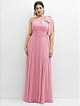 Alt View 1 Thumbnail - Peony Pink Chiffon Convertible Maxi Dress with Multi-Way Tie Straps
