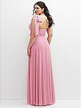 Alt View 3 Thumbnail - Peony Pink Chiffon Convertible Maxi Dress with Multi-Way Tie Straps