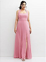 Front View Thumbnail - Peony Pink Chiffon Convertible Maxi Dress with Multi-Way Tie Straps