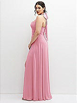 Side View Thumbnail - Peony Pink Chiffon Convertible Maxi Dress with Multi-Way Tie Straps
