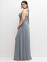 Side View Thumbnail - Platinum Chiffon Convertible Maxi Dress with Multi-Way Tie Straps