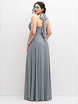 Rear View Thumbnail - Platinum Chiffon Convertible Maxi Dress with Multi-Way Tie Straps