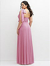 Alt View 3 Thumbnail - Powder Pink Chiffon Convertible Maxi Dress with Multi-Way Tie Straps