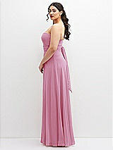 Alt View 5 Thumbnail - Powder Pink Chiffon Convertible Maxi Dress with Multi-Way Tie Straps