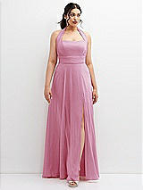 Front View Thumbnail - Powder Pink Chiffon Convertible Maxi Dress with Multi-Way Tie Straps