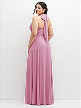 Rear View Thumbnail - Powder Pink Chiffon Convertible Maxi Dress with Multi-Way Tie Straps