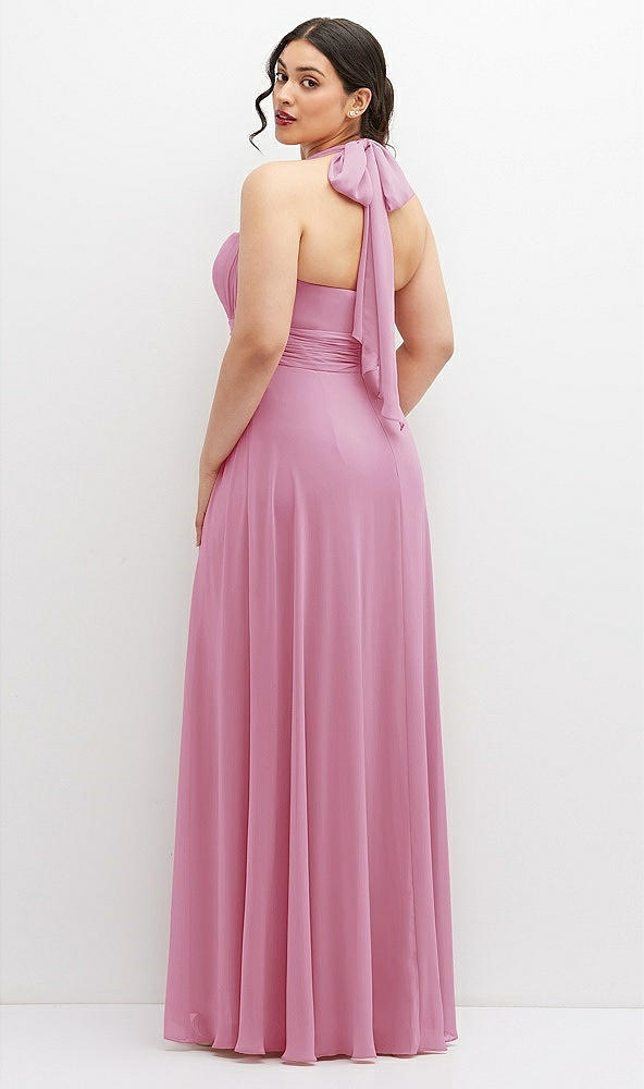 Back View - Powder Pink Chiffon Convertible Maxi Dress with Multi-Way Tie Straps