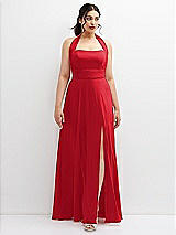Front View Thumbnail - Parisian Red Chiffon Convertible Maxi Dress with Multi-Way Tie Straps